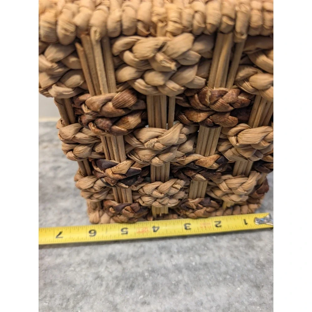 Vintage Rattan Brown Wicker Basket Woven Square‎ Tissue Box Cover